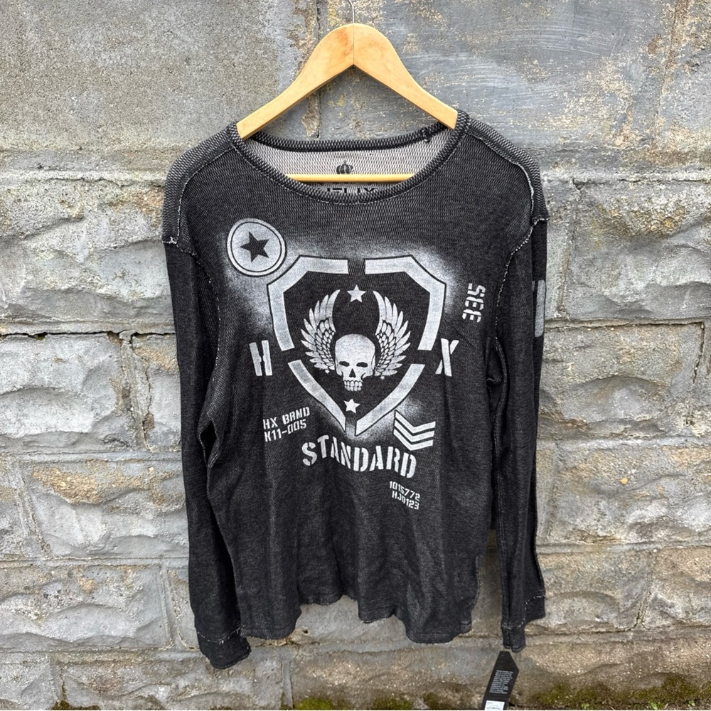 VTG Cyberpunk Grunge Emo Skull Graphic Helix Long Sleeve Size Large